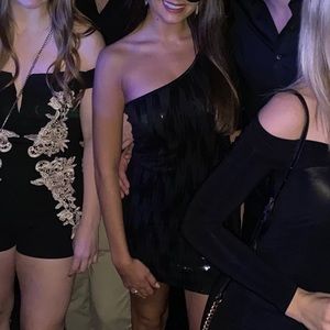 One shoulder sequin little black dress